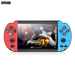 DFMEI 휴대용 미니 게임기 추억의 게임기 X7 4.3인치 8GB 게임 3000개, 레드 블루