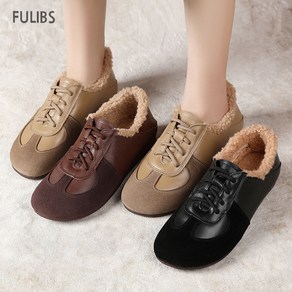 FULIBS 소가죽 여성털단화 기모 운동화 빅사이즈겨울신발 265-225