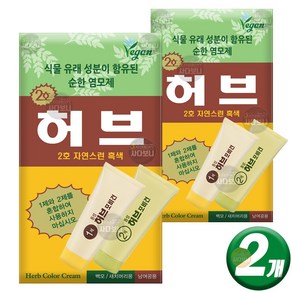 동성제약 허브 칼라크림 허브포비건 (1제 70g+2제 70g) 단품 옻안타는 스피디 허브 염색약, (단품) 2호-자연스런 흑색, 2개