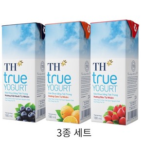 TH TRUE YOUGURT 베트남 TH 요구르트 3종 세트  블루베리맛/딸기맛/오렌지맛 요구르트, 24개, 180ml