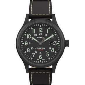 Timex 익스페디션 스카우트 솔라 40mm 남성용 손목시계 가죽 스트랩 TW4B18500 145552