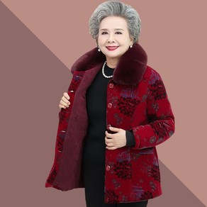 중노년 여성 겨울옷 할머니 솜털 코트 70대 여성 자켓 80대 엄마 벨벳 선물 QOYO