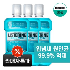 리스테린 쿨민트 구강청결제, 1L, 3개