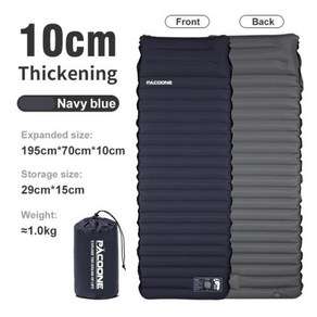 PACOONE 두꺼운 수면 패드 초경량 자체 접합 침대 해변 피크닉 텐트 쿠션 10cm, 없음, 3) Navy Blue