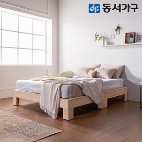 동서가구 모투스 무헤드 편백원목 프레임 싱글 S 침대+본넬 매트리스 DF644160, 내추럴