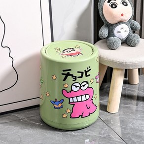 크레용 신짱 2024 새 DIY 쓰레기통 커버 포함 귀여운 데오도란트 침대 옆 말차 색상, 욕심쟁이 신짱 스티커 [1장], 말차색 12L [뚜껑 포함] 추천, 1개