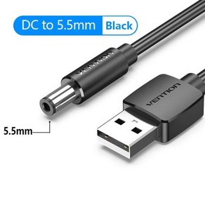 Vention-USB-DC 3.5mm 전원 케이블 USB A-3.5 잭 커넥터 팬용 5V 공급 장치 어댑터 허브 DC 5.5mm 충전, 04 DC to 5.5mm Black_01 1.5M