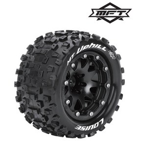 LOUISE RC L-T3309SBM MFT 1/10 MT-UPHILL TRUCK TIRE SOFT / ARRMA GRANITE BEAD-LOCK BLACK RIM HEX 14mm 본딩완료 /반대분, 1개