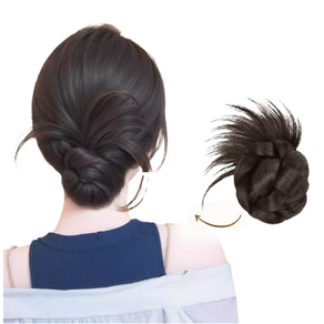 온리정 가시번 깃털번 똥머리 부분가발 올림머리 집게핀, 다크 브라운, 1개