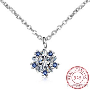 모이사나이트목걸이 다이아 목걸이 랩다이아 사파이어 moissanite 눈송이 1캐럿 vvs 다이아몬드 펜던트 925 스털링 실버 웨딩 쥬얼리 선물