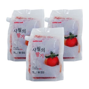 딸기청 사월의딸기 1kg x 3팩 딸기라떼 딸기스무디, 3개, 1개입