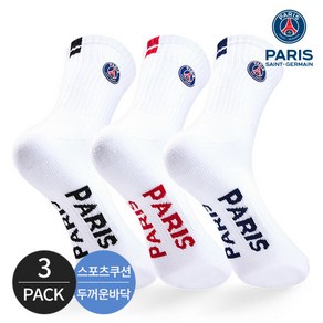 PSG 파리 생제르맹 남성 스포츠 쿠션 넥 컬러 포인트 중장목양말 3P_WH, 3족세트_WH, 1개