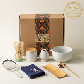 AOHAO 말차 도구 9PCS 세트 MATCH WHISK, 1세트, 화이트9PCS