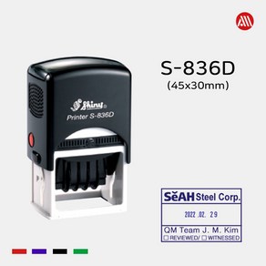 샤이니 자동스탬프 S-836D -45x30mm- S836D 날짜 회전, 적색, 카톡:alldojang