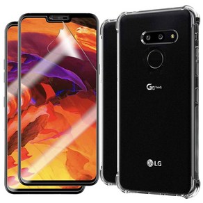 스톤스틸 LG G8 투명 범퍼 케이스 2개 + 풀커버 우레탄 방탄 필름 2장 휴대폰