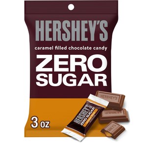 HERSHEY'S Zeo Suga Caamel Filled Chocolate Candy Bags 3 HERSHEY'S 제로 슈가 카라멜 충전 초콜릿 캔디 백 3온스(12개, 12개, 85g