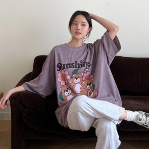 [5XL] CUTE/Flowe 베어 박스티 2colo