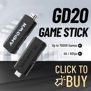 Ampown 휴대용 레트로 콘솔 비디오 게임 내장 4K 60fps HDMI 저지연 출력 GD10 울트라 GD20 게임 스틱, 1.64G(40K Games), 1개