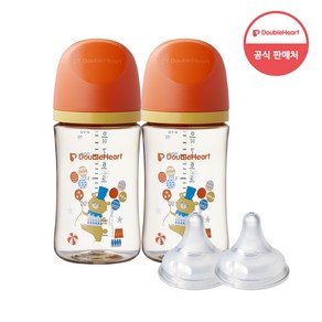 더블하트 모유실감 3세대 PPSU 디어프렌즈 트윈팩 240ml+젖꼭지(2입), 서커스베어, 3세대 젖꼭지M, 1개