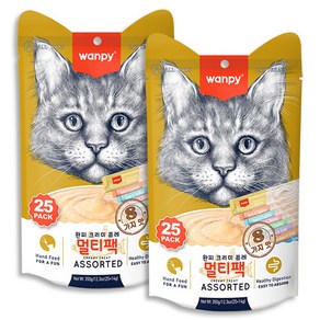 완피 크리미 퓨레 25P x2개 짜먹는고양이간식 츄르, 2개, 350g, 멀티팩25p