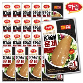 하림 닭가슴살 훈제, 100g, 20개