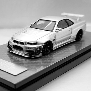 404eo 1:64 닛산 스카이라인 GT-R (R34) - 실버 (레진 모델), 1개