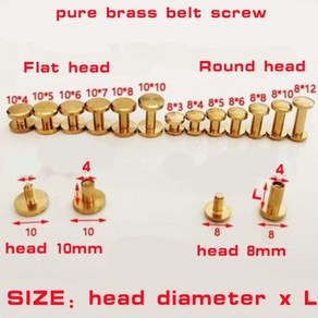 리벳 못 단단한 황동 벨트 나사 시카고 도서 바인딩 네일 스터드 사진 앨범 가죽 공예 스터드용 헤드 8mm 10 세트, 없음, 74) length 30mm 10pc - flat he