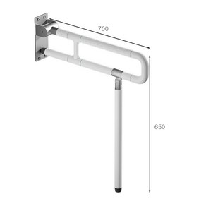 ABS화이트 장애인손잡이 화장실 양변기 상하가동식 T형 손잡이, 돌출700*높이650, 1개, 화이트