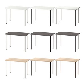 IKEA LINNMON/ADILS 테이블 100x60 (화이트) /이케아/가구/테이블/책상/탁자/사무/학생/회의, 참나무/블랙 194.163.39