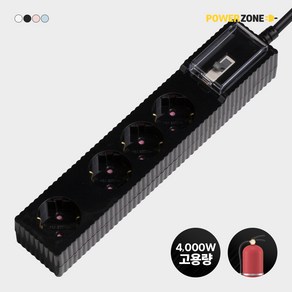 파워존 자동소화 고용량 웨이브 멀티탭 화재예방 콘센트 과부하차단 4구 50cm 1.5m 3m 5m 7m, 3m블랙, 1개