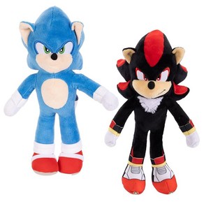 미국 아마존 정품++ Sonic The Hedgehog 3 영화 플러시 소닉 & 섀도우 22.9cm(9인치) 봉제 장난감 피규어 - 공식 라이선스 3개 2팩 세트