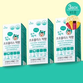 더데이 키즈프로폴리스 먹짱 브라질산 그린프로폴리스 어린이아연 항산화 항균 멜론맛젤리 45일분, 프로폴리스 먹짱  x 3박스(45포), 3개, 45회분