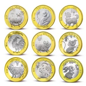 기념 주화 코인 - 새해 조디악 동전 양 원숭이 닭 개 돼지 황소 호랑이 10 위안 100%, [06]  Pig Coin