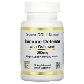 캘리포니아골드뉴트리션 이뮨 디펜스 위드 웰뮨 Immune Defense 250mg 베지 30캡슐, 30정, 1개