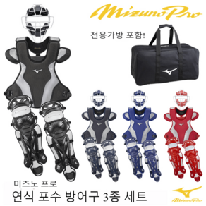 미즈노(MIZUNO)프로 연식 포수 보호구 3종 세트 가방포함 마스크 프로텍터 레그 가드 2024SS, [02] L(175-185cm), [03] 파스텔 네이비(16), 파스텔 네이비(16), 1개