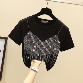 여성 라인 댄스복 상의 방송댄스 반짝이 티셔츠 공연복 Women's T-shirt 하늘비즈 A10 M074D328