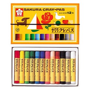 SAKURA COLOR PRODUCTS CORPORATION 사쿠라크레파스 크레파스 12색 고무밴드 포함 LP12R, 1개, 1개