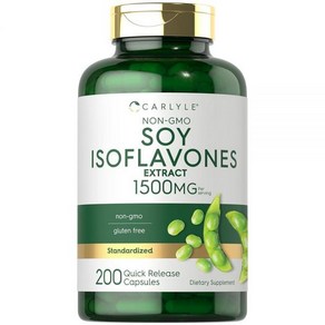 Calyle Soy 여성 및 남성용 이소플라본 1500mg  200캡슐 GMO 프리 글루텐 프리 추출물 보충제 188950, 1개, 200정