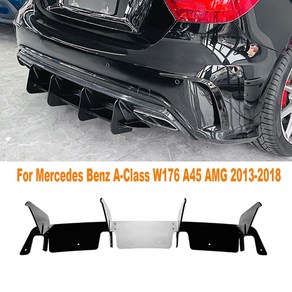 리어 범퍼 디퓨저 립 스포일러 스플리터 보호대 메르세데스 벤츠 A 클래스 W176 A45 AMG 2013-2018 장식 가드 호환, Glossy black, 1)Gloss Black