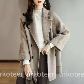 ukotee 2024년 추동 트렌디 헤링본 모직 코트 여성 오버핏 슬림 정장 코트 CM1111