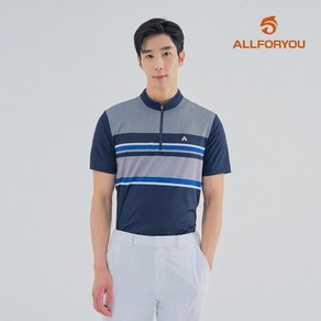 [올포유] [모델착장] 23SS 남성 스트라이프 프린트 냉감 반집업 반팔 티셔츠 AMTHM3361-915_G