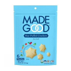 MadeGood Sta 퍼프 크래커 바다 소금 6봉지 (각 120.8g(4.25온스) 글루텐 프리 크래커, MadeGood Sta 퍼프 크래커, 바다 소금, 6, 121g, 1개