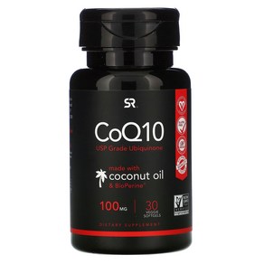 Spots Reseach CoQ10 with BioPeine Coconut Oil 100 mg 30 Veggie Softgels, 1개, 30정