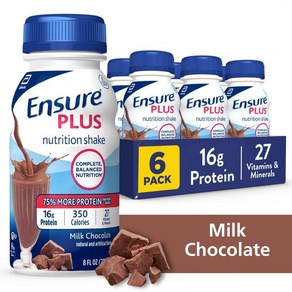 엔슈어 플러스 뉴트리션 16g 프로틴 쉐이크 밀크초콜릿맛 Ensue Plus Nutition Shakes, 6개, 237ml