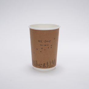 공컵 캘리그라피 디자인 크라프트 이중 종이컵 13온스 - 마음설레다 390ml 500개입, 1개