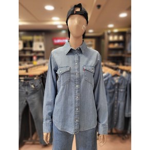 리바이스 무료배송!! 기본 디자인으로 유행없이 편하게 입는 여성 데님셔츠!! LEVI'S 여성 에센셜 웨스턴 데님셔츠 미디엄블루[NC불광]16786-18