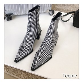 티피/Teepie 가을 부츠 여성 스웨이드 호피 부티 스틸레토 힐 여성 부티