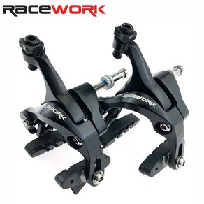 RACEWORK 로드 바이크 브레이크 레이싱 듀얼 피벗 캘리퍼 알루미늄 사이드 풀 캘리퍼 자전거 전면 후면 자갈 브레이크 패드 포함 700C, [01] Font Back 1 Pai, 1개