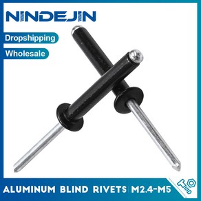 NINDEJIN 블랙 블라인드 리벳 알루미늄 버섯 헤드 맨드릴 가구용 팝 M2.4 M2.8 M3 M3.2 M4 M5 10-50, 8mm, M5 10pcs, 10개