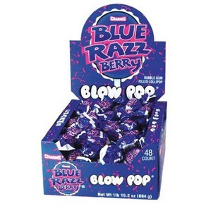 Chams Blow Pops Blue Razz Bey Flavo 48 Count (Pack of 1) Chams Blow Pops 블루 라즈베리 맛 48개(1팩), Tootsie Roll Chams Blow Pops, 1개, 1.22kg